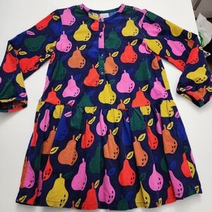 Girls Hanna Andersson Bright Colorful Cotton Corduroy Fruit Pears Dress Size 8